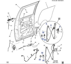 منظم رفع و تنزيل زجاج الباب الخلفي اليسار