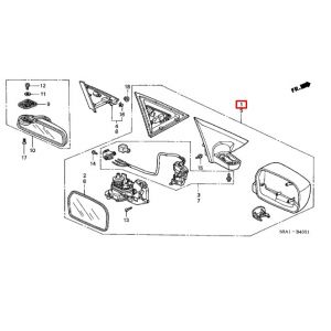 مراية جانبية يمين (كهربائية) *R525P *(TANGO RED PEARL)