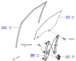 منظم رفع و تنزيل زجاج الباب الأمامي يمين