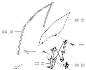 منظم رفع و تنزيل زجاج الباب الأمامي يسار