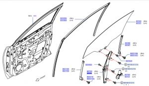 منظم رفع و تنزيل زجاج الباب اليسار