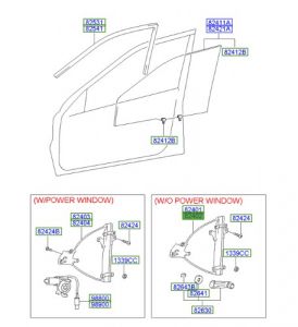 منظم رفع و تنزيل زجاج الباب الأمامي يمين