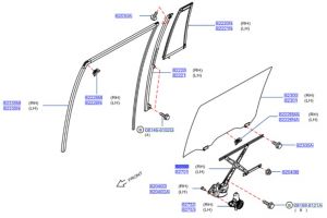 منظم رفع و تنزيل زجاج الباب الخلفي يسار
