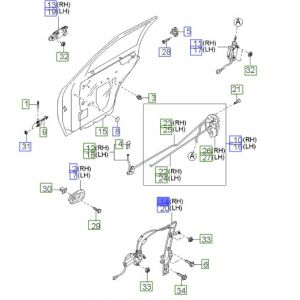 منظم كهربائي لرفع و تنزيل زجاج الباب الخلفي يمين