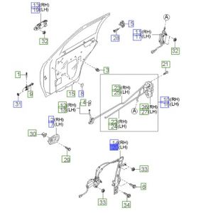 منظم رفع و تنزيل زجاج الباب الخلفي اليسار