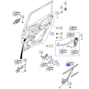 منظم رفع و تنزيل زجاج الباب اليسار