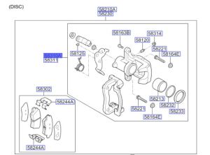 طقم كليبر فرامل خلفي يسار