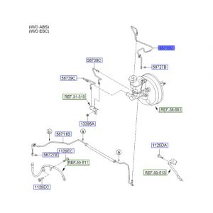 خرطوم زيت الفرامل من علبة الفرامل الى الخرطوم الأمامي يسار