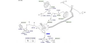 خرطوم زيت الفرامل من علبة الفرامل الى الخرطوم الأمامي يسار