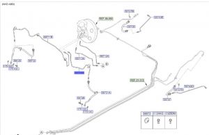 خرطوم زيت الفرامل من علبة الفرامل الى الخرطوم الأمامي يسار