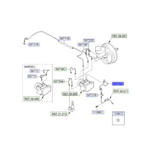 خرطوم زيت الفرامل من علبة الفرامل الى الخرطوم الأمامي يسار