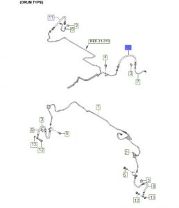 خرطوم زيت فرامل الى الخرطوم الخلفي يسار