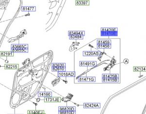 قفل و منظم باب خلفي يسار