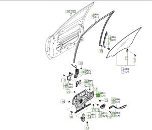 منظم كهربائي لرفع و تنزيل زجاج الباب الأمامي يسار
