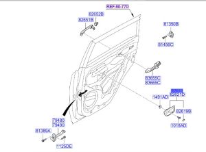 جرم مقبض باب داخلي أمامي يسار