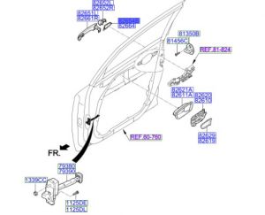 جلدة مقبض الباب الخلفي يسار