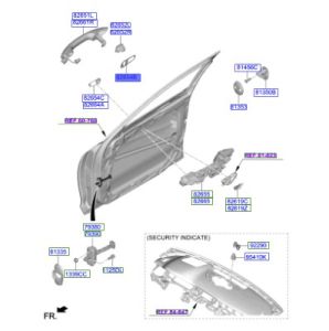 جلدة مقبض الباب الخلفي يسار