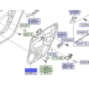 لوح الوحدة الداخلية للباب الخلفي يسار
