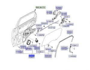 منظم رفع و تنزيل زجاج الباب الخلفي اليمين