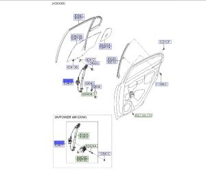 منظم رفع و تنزيل زجاج الباب الخلفي اليمين