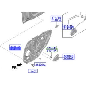 لوح الوحدة الداخلية للباب الخلفي يمين
