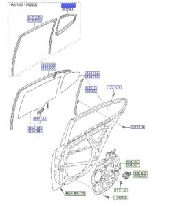 جلدة زجاج الباب الخلفي اليسار الثابت