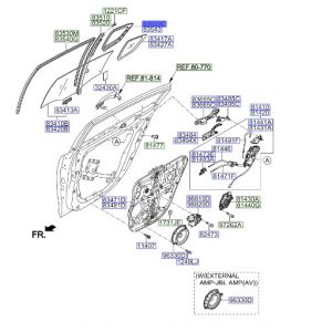 جلدة زجاج الباب الخلفي اليسار الثابت