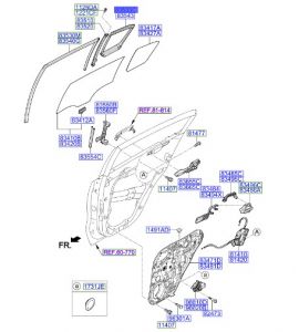 جلدة زجاج الباب الخلفي اليسار الثابت