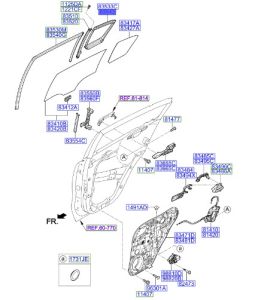 جلدة زجاج الباب الخلفي اليمين الثابت