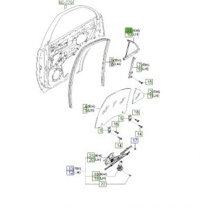جلدة زجاج الباب الخلفي اليمين الثابت